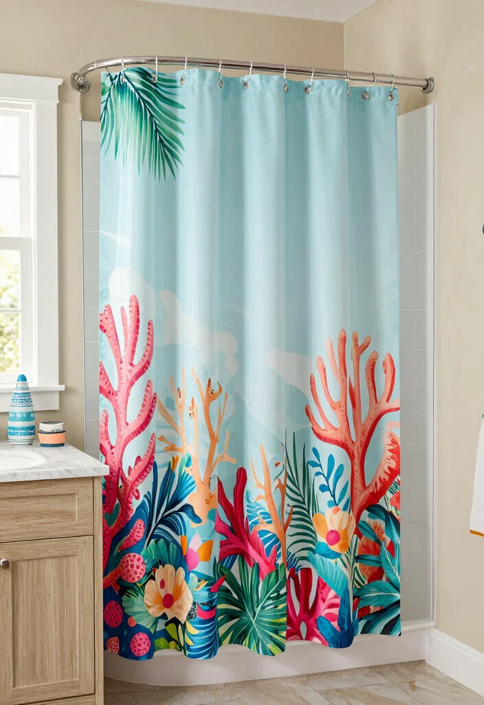 12 Pool House Bathroom Ideas for Easy Clean Coastal Style 5. Stylish Shower Curtains 0
