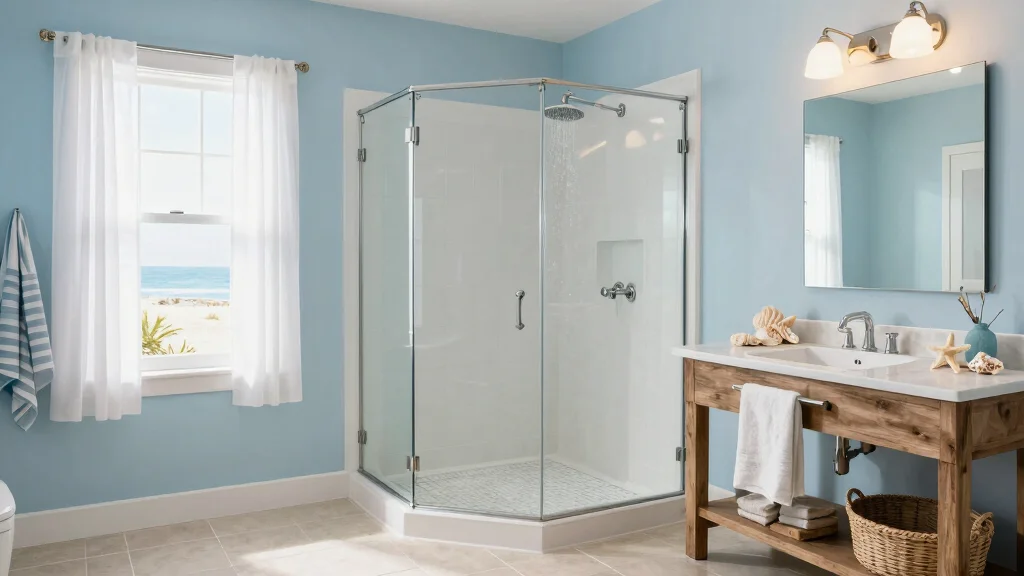 12 Pool House Bathroom Ideas for Easy Clean Coastal Style