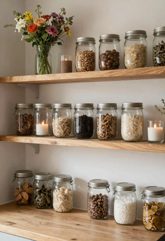 12 Primitive Kitchen Ideas with Rustic Character 8. Mason Jar Decor 0
