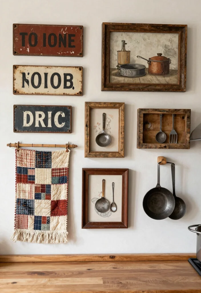 12 Primitive Kitchen Ideas with Rustic Character 9. Country Inspired Wall Decor 0