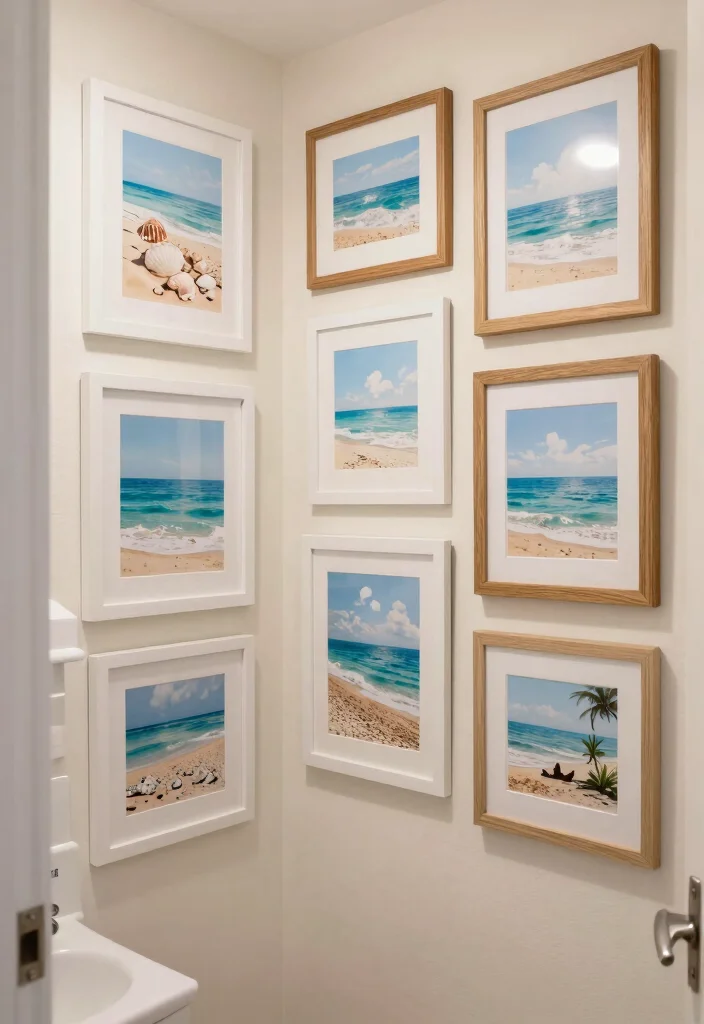 12 Small Beach Bathroom Ideas for a Light Coastal Feel 5. Beach Themed Wall Art 0