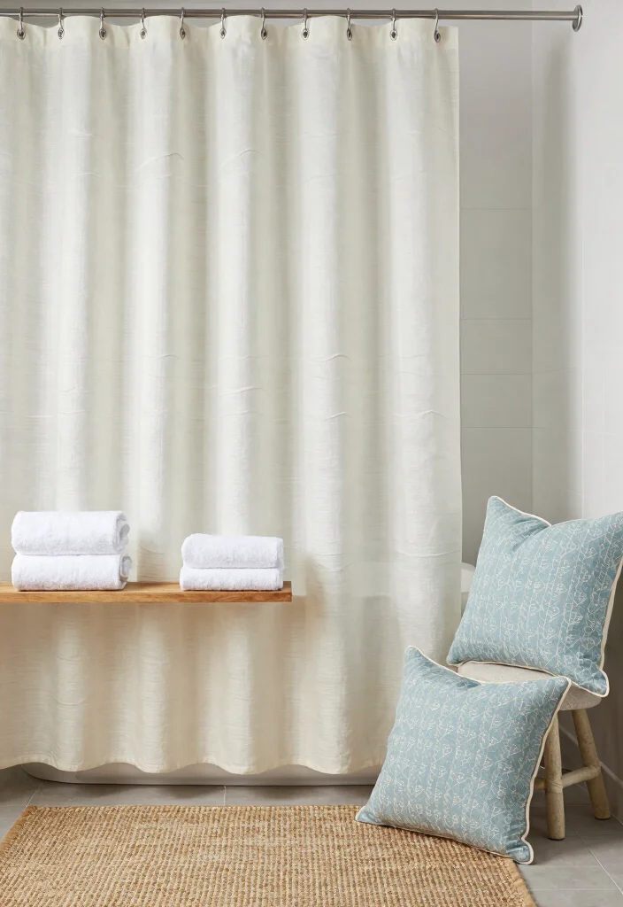 12 Small Beach Bathroom Ideas for a Light Coastal Feel 6. Coastal Inspired Textiles 0