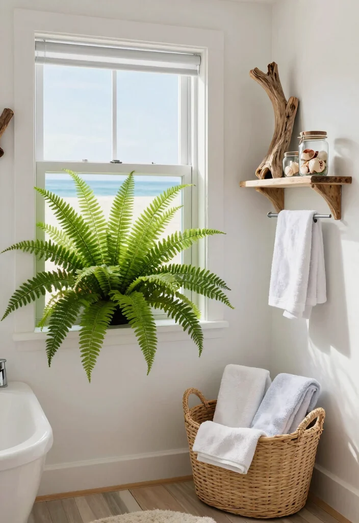 12 Small Beach Bathroom Ideas for a Light Coastal Feel 7. Incorporating Natural Elements 0