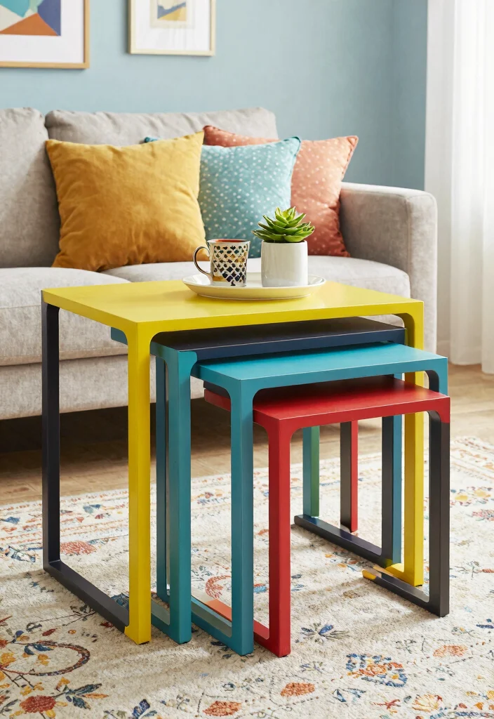 12 Small Living Room Furniture Ideas That Fit Well 2. Nesting Tables 0