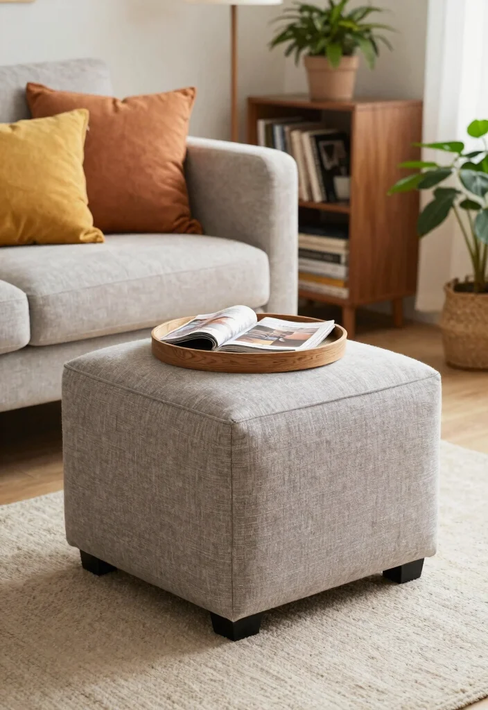 12 Small Living Room Furniture Ideas That Fit Well 4. Ottoman with Storage 0