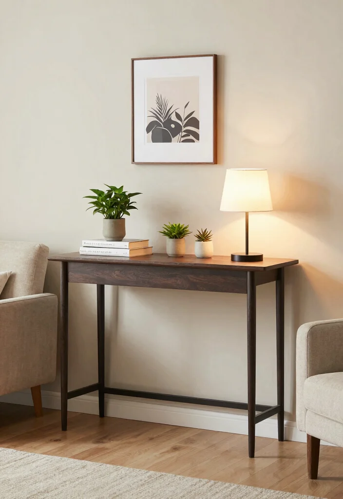 12 Small Living Room Furniture Ideas That Fit Well 5. Slim Console Tables 0