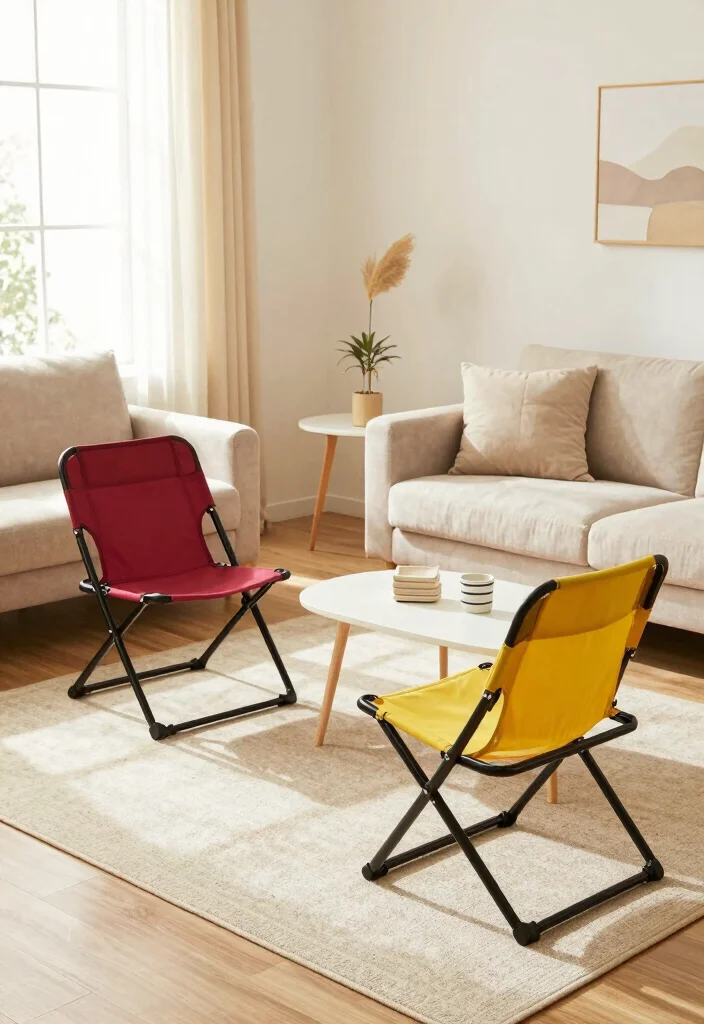 12 Small Living Room Furniture Ideas That Fit Well 6. Folding Chairs 0