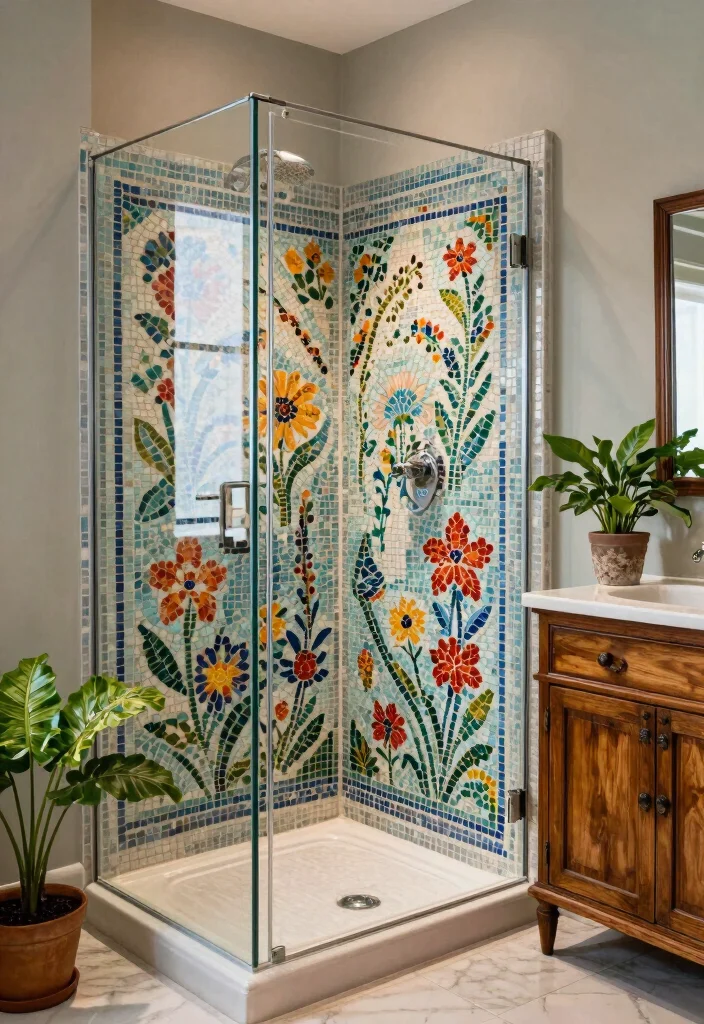 12 Spanish Bathroom Ideas with Old World Charm 2. Elegant Mosaic Patterns 0