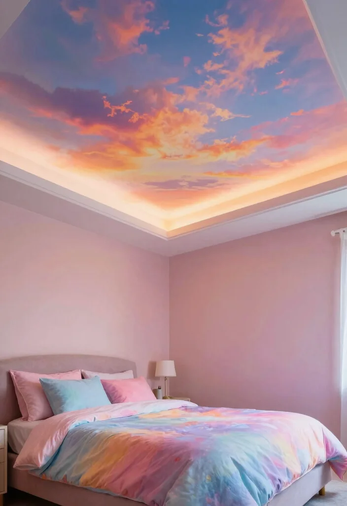 12 Tray Ceiling Bedroom Ideas for Added Dimension 10. Artistic Murals 0