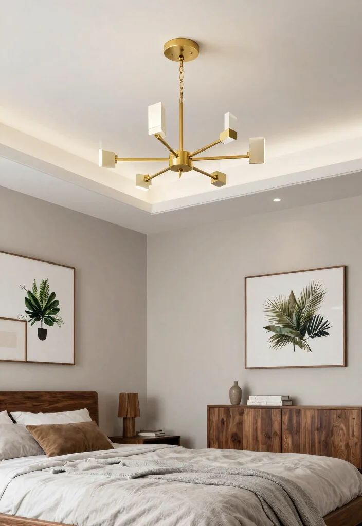 12 Tray Ceiling Bedroom Ideas for Added Dimension 2. Elegant Lighting Fixtures 0