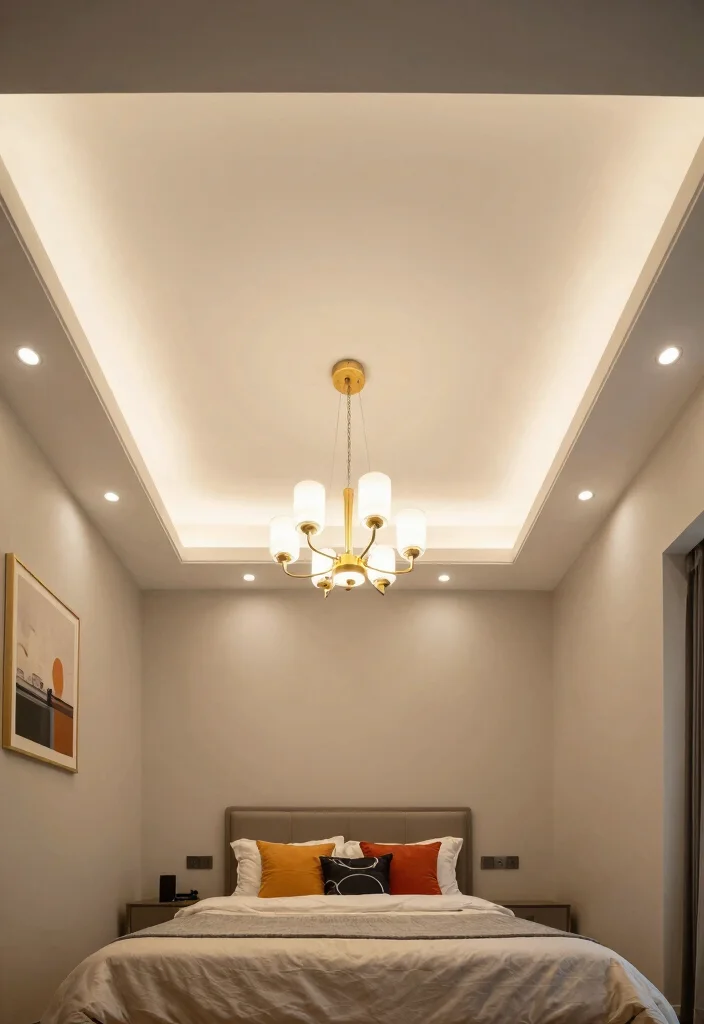12 Tray Ceiling Bedroom Ideas for Added Dimension 6. Layered Lighting Effects 0