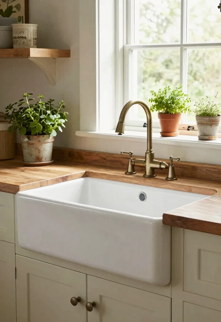 12 Vintage Kitchen Ideas with Timeless Charm 7. Farmhouse Sink 0