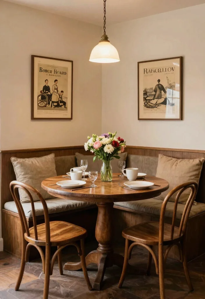 12 Vintage Kitchen Ideas with Timeless Charm 9. Cozy Breakfast Nook 0