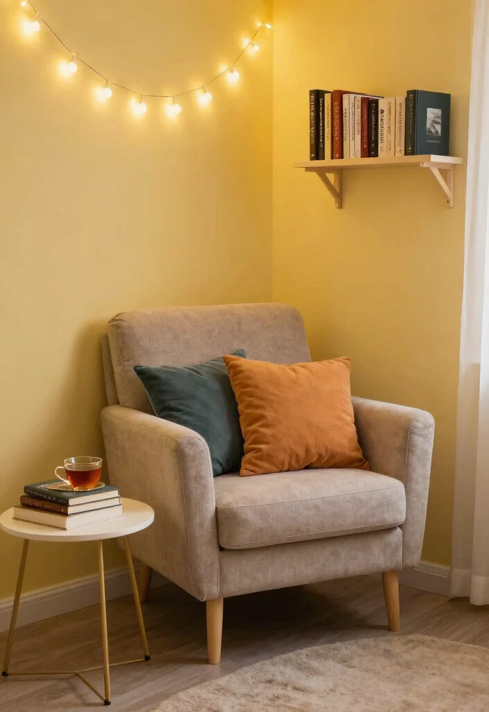 12 Yellow Wall Bedroom Ideas for a Bright Look 11. Cozy Yellow Nook 0