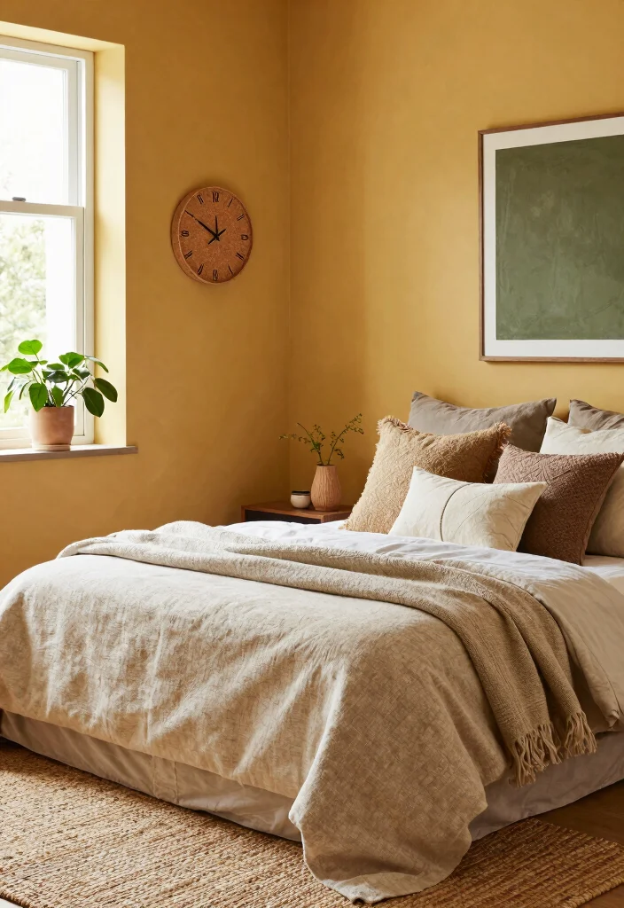 12 Yellow Wall Bedroom Ideas for a Bright Look 2. Golden Honey Accents 0