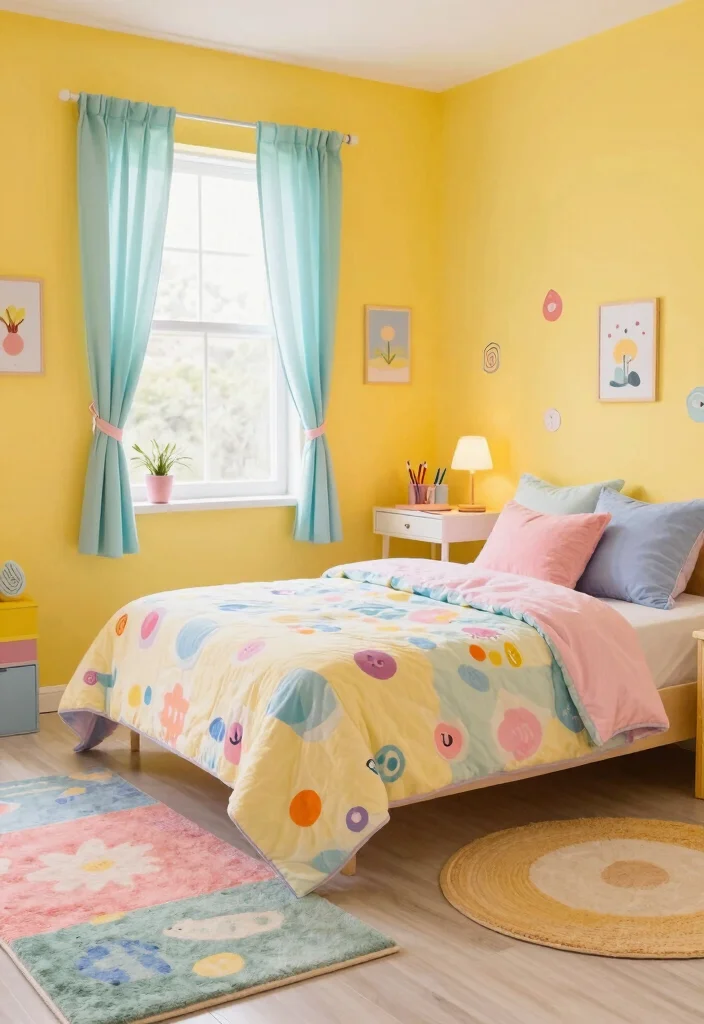 12 Yellow Wall Bedroom Ideas for a Bright Look 4. Sunshine and Pastels 0