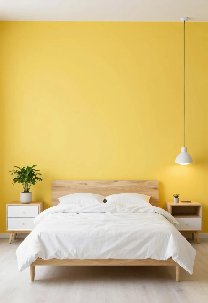 12 Yellow Wall Bedroom Ideas for a Bright Look 5. Modern Minimalist Approach 0