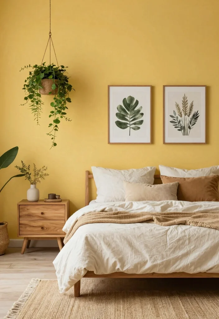 12 Yellow Wall Bedroom Ideas for a Bright Look 6. Nature Inspired Yellow 0
