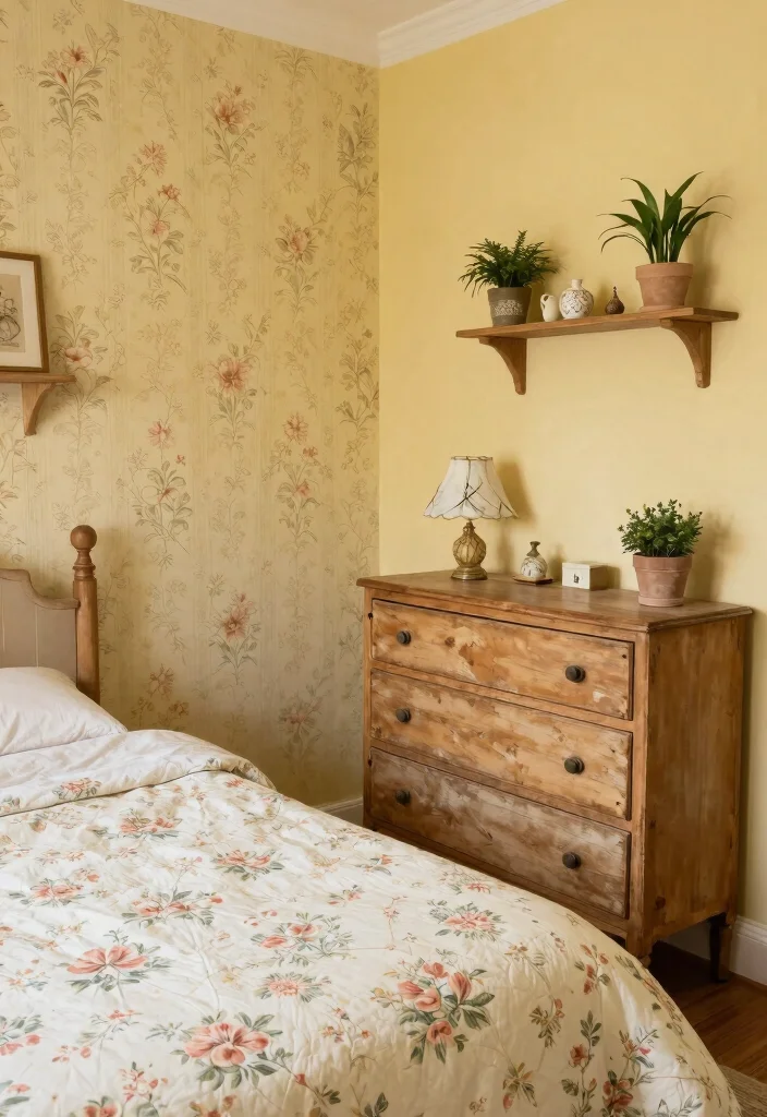 12 Yellow Wall Bedroom Ideas for a Bright Look 7. Vintage Charm with Yellow 0