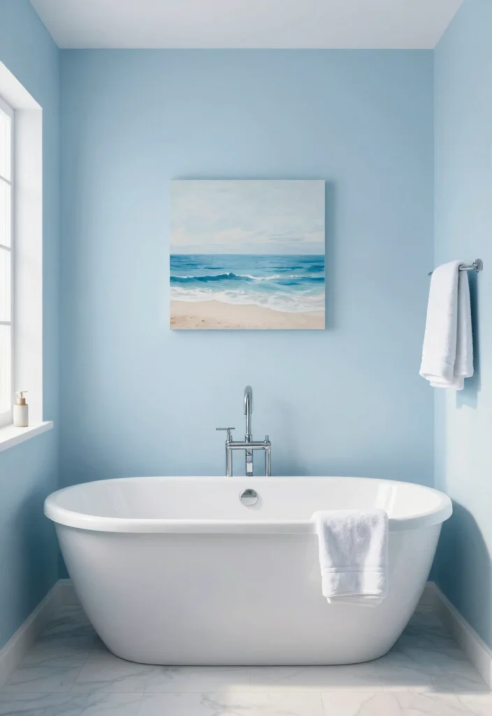 14 Beach House Bathroom Ideas Inspired by Coastal Living 14 14 Beach House Bathroom Ideas Inspired by Coastal Living 4. Soft Blue Color Schemes for Calmness 0