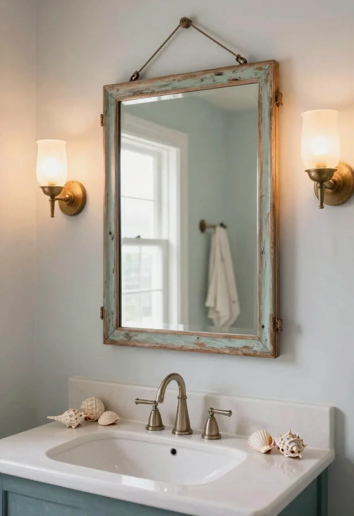 14 Beach House Bathroom Ideas Inspired by Coastal Living 38 14 Beach House Bathroom Ideas Inspired by Coastal Living 8. Vintage Coastal Mirrors for Charm 0