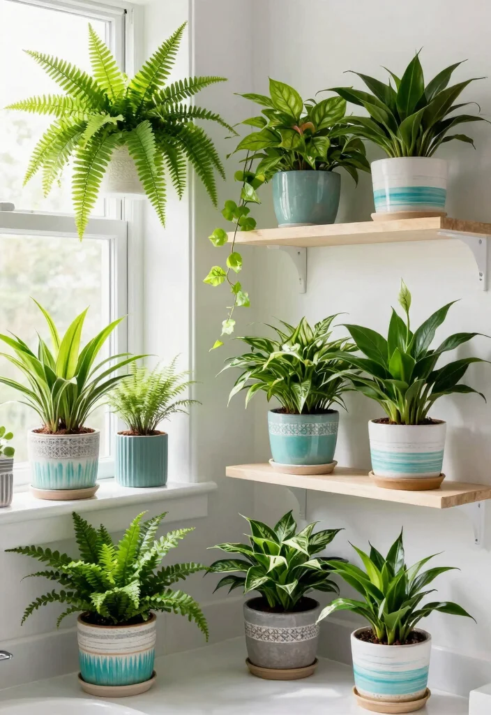 14 Beach House Bathroom Ideas Inspired by Coastal Living 39 14 Beach House Bathroom Ideas Inspired by Coastal Living 9. Potted Plants for Freshness 0