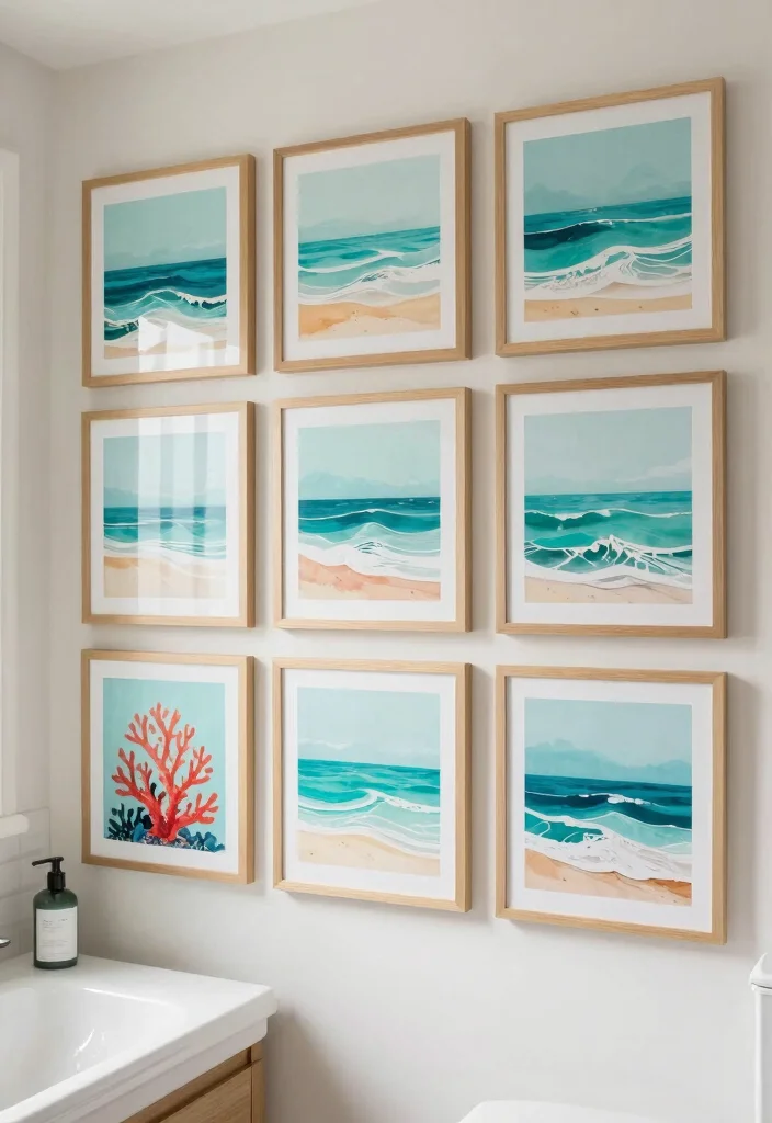 14 Beachy Bathroom Ideas with Breezy Coastal Vibes 24 14 Beachy Bathroom Ideas with Breezy Coastal Vibes 4. Ocean Inspired Art 0