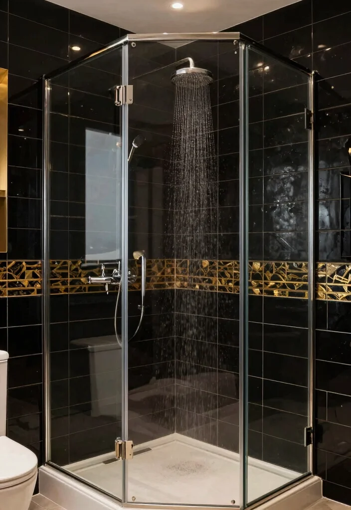 14 Black and Gold Bathroom Ideas for a Luxe Statement 13. Customized Shower Spaces 0