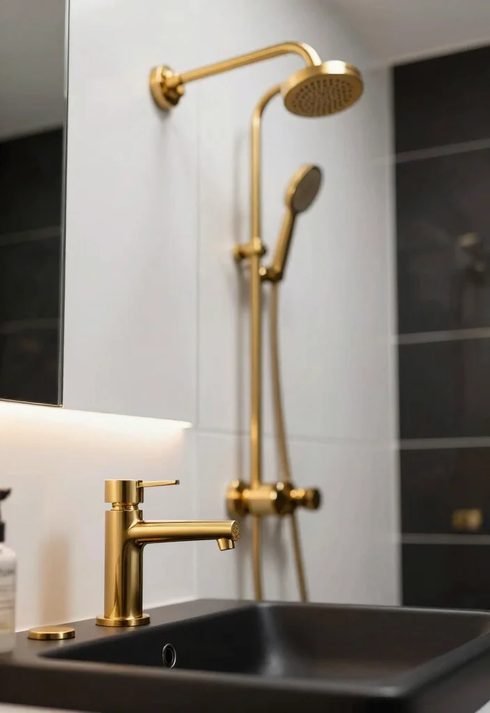 14 Black and Gold Bathroom Ideas for a Luxe Statement 2. Elegant Gold Fixtures 0