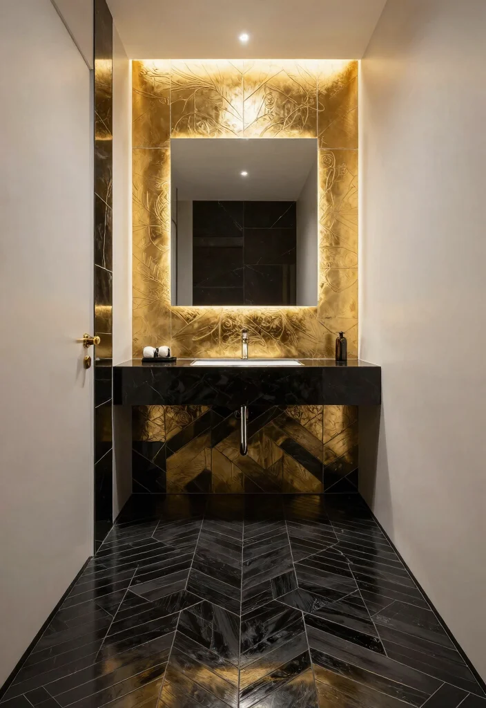 14 Black and Gold Bathroom Ideas for a Luxe Statement 3. Chic Black and Gold Tile Patterns 0