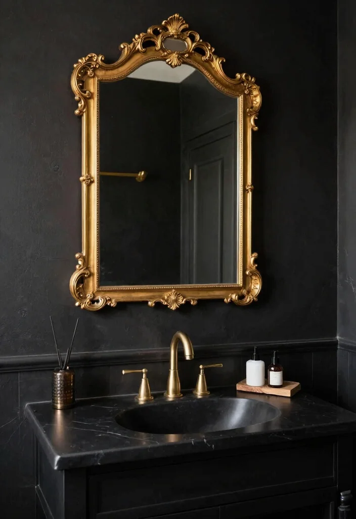 14 Black and Gold Bathroom Ideas for a Luxe Statement 6. Vintage Meets Modern 0