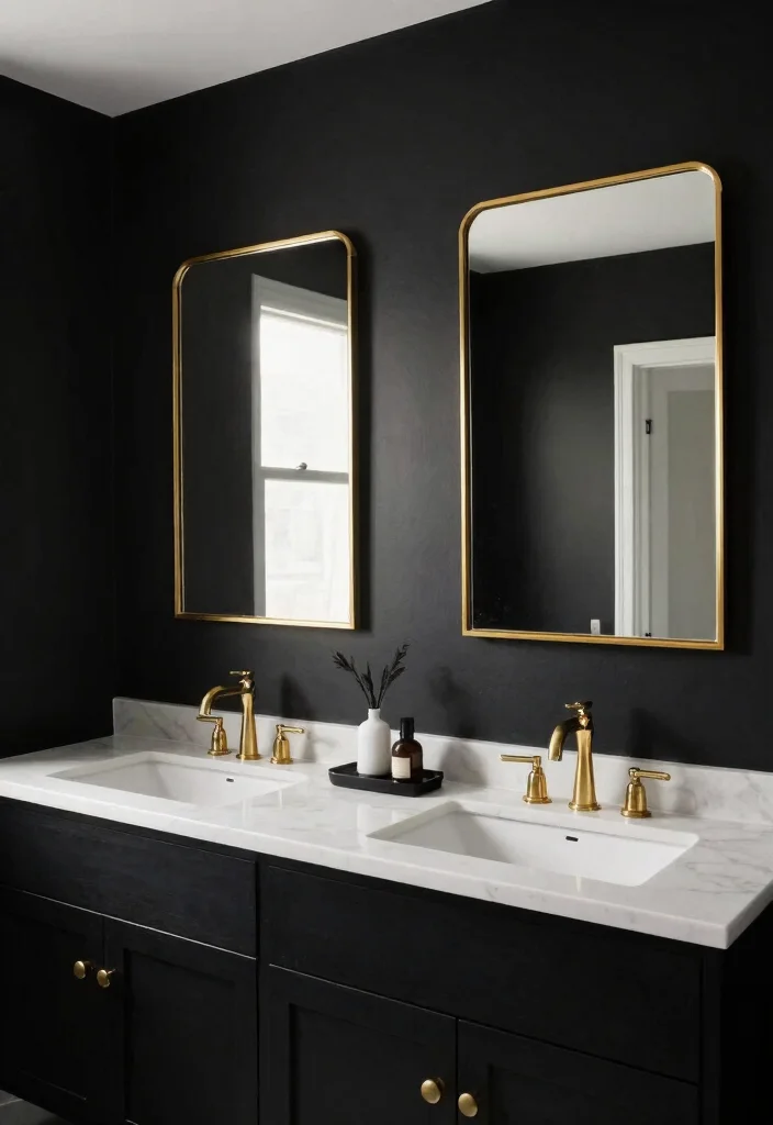 14 Black and Gold Bathroom Ideas for a Luxe Statement 9. Bold Accent Walls 0