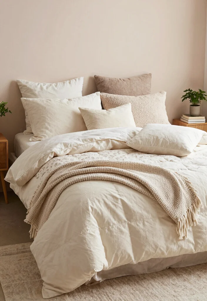 14 Cozy Aesthetic Bedroom Ideas with Soft Layers 1. Layered Textiles for Grand Comfort 0