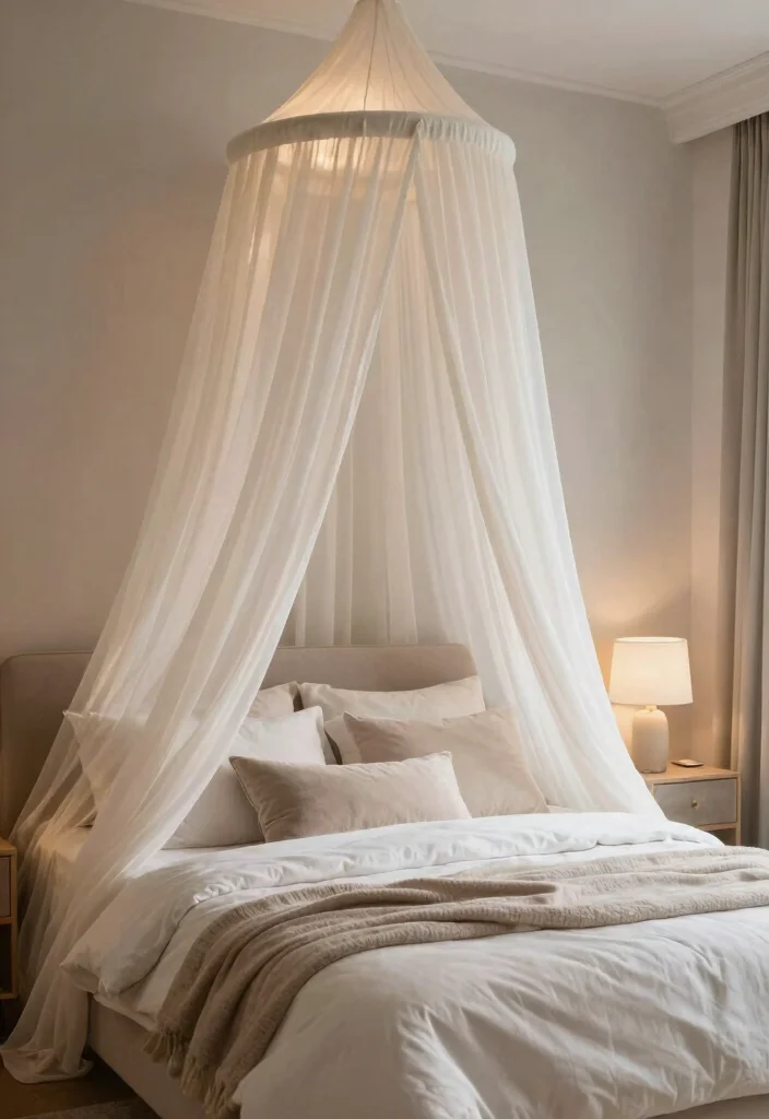 14 Cozy Aesthetic Bedroom Ideas with Soft Layers 10. Soft Canopies 0