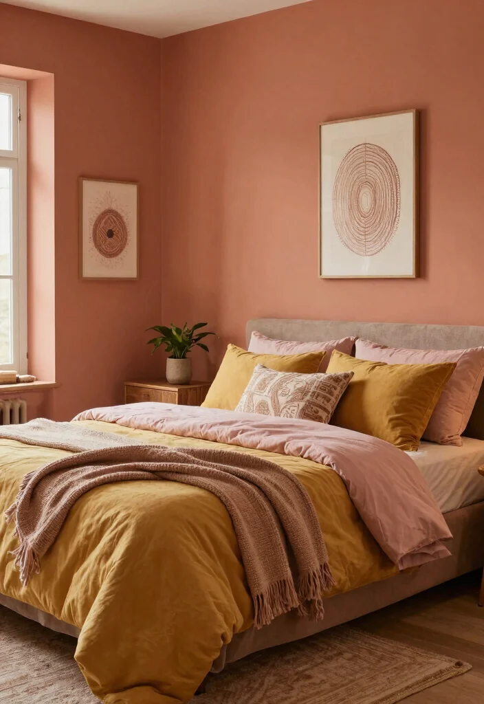 14 Cozy Aesthetic Bedroom Ideas with Soft Layers 2. Warm Color Palettes 0