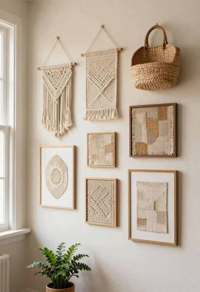 14 Cozy Aesthetic Bedroom Ideas with Soft Layers 3. Textured Wall Art 0