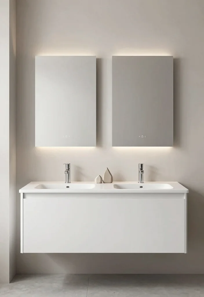 14 Double Bathroom Vanity Ideas for Shared Daily Routines 2. Minimalist Chic with Integrated Sinks 0