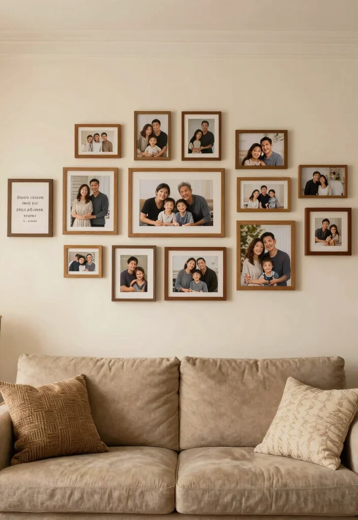 14 Home Living Room Decor Ideas for Everyday Style 14. Personal Touches with Family Photos 0