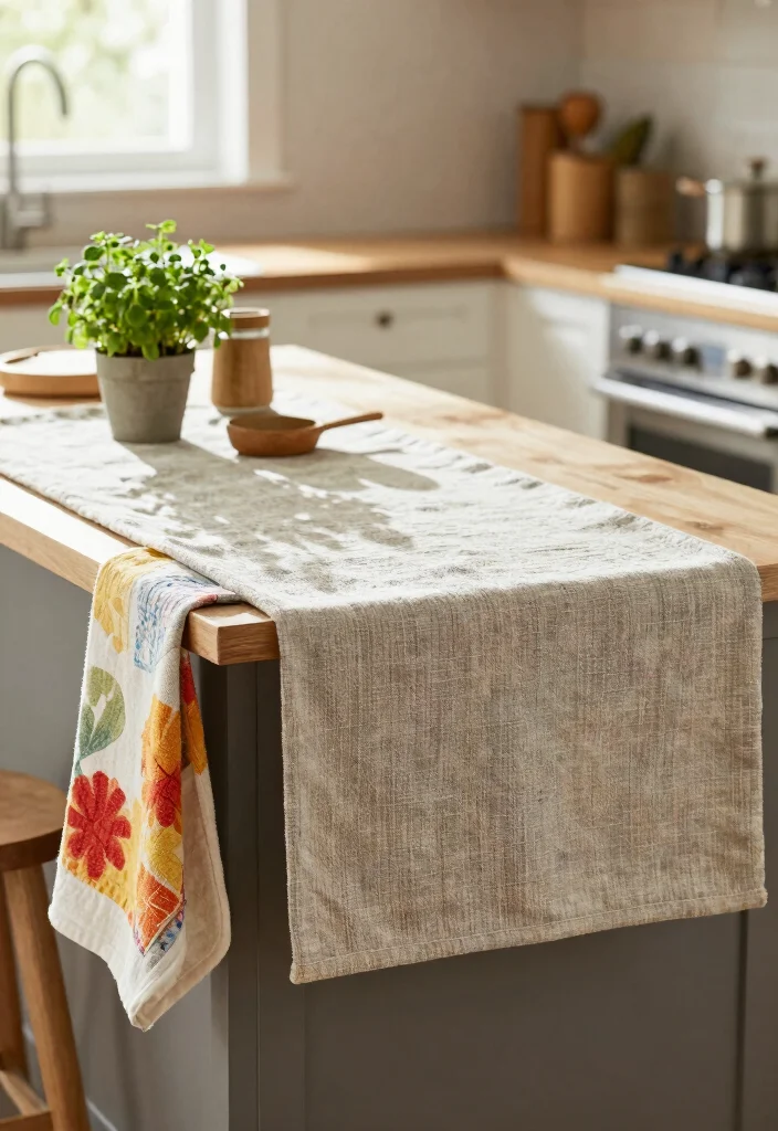 14 Large Kitchen Island Decor Ideas for a Styled Look 3. Cozy Textiles 0