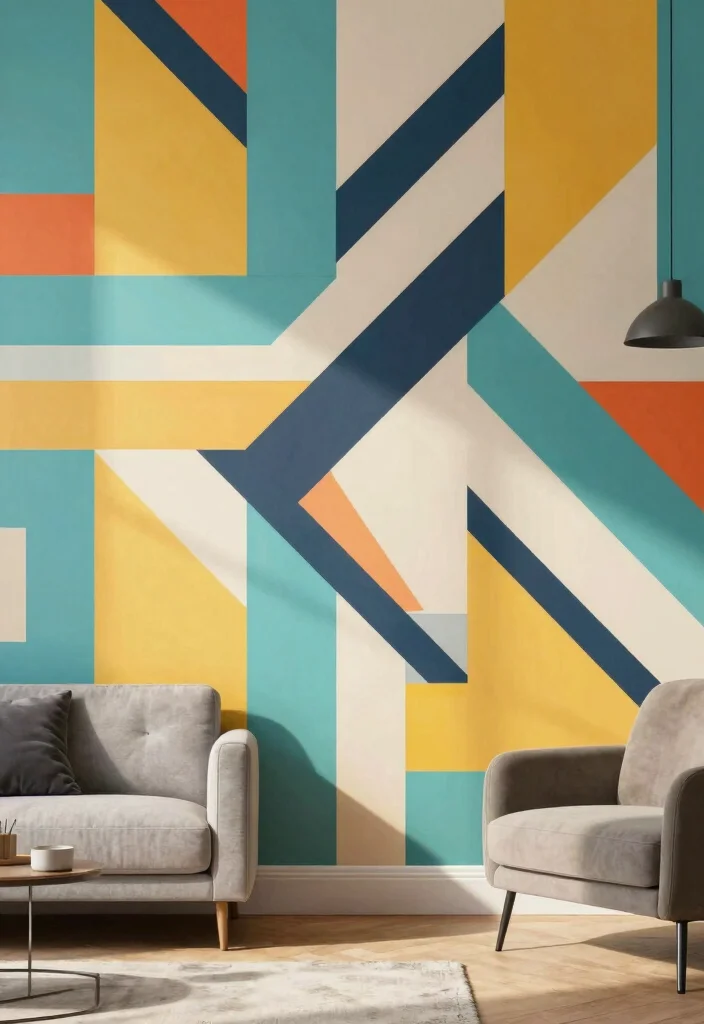 14 Living Room Focal Wall Ideas That Draw Attention 1. Bold Geometric Patterns 0