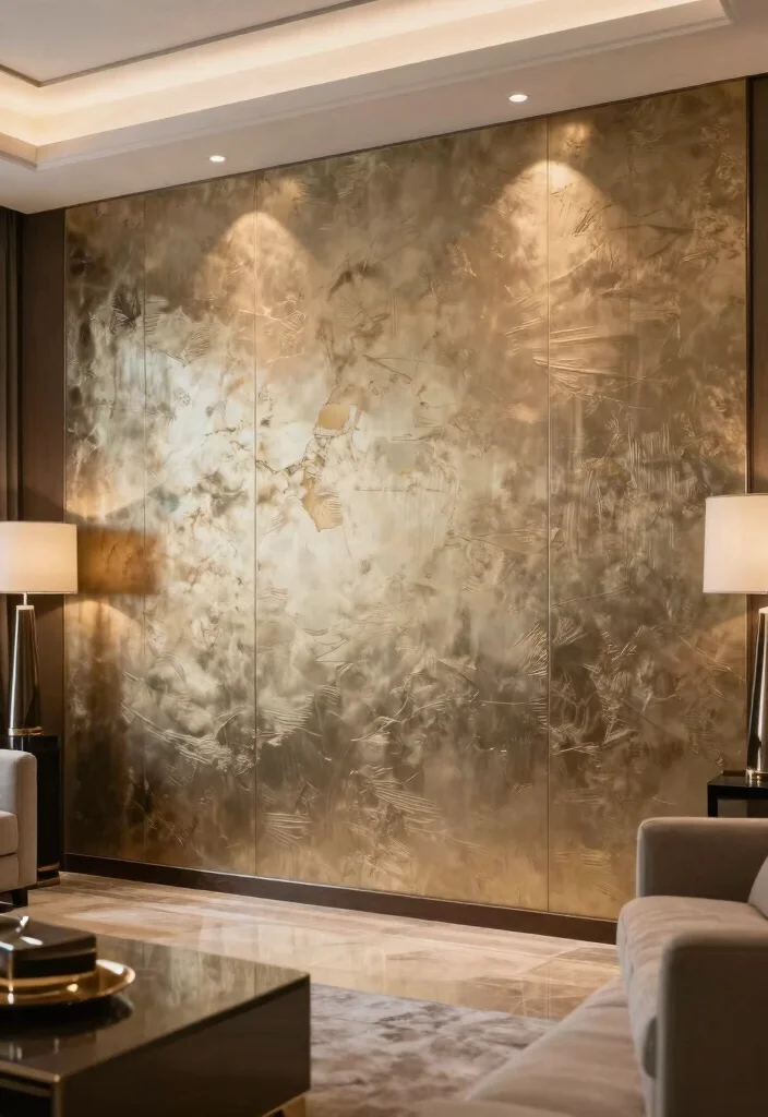 14 Living Room Focal Wall Ideas That Draw Attention 10. Metallic Accents 0