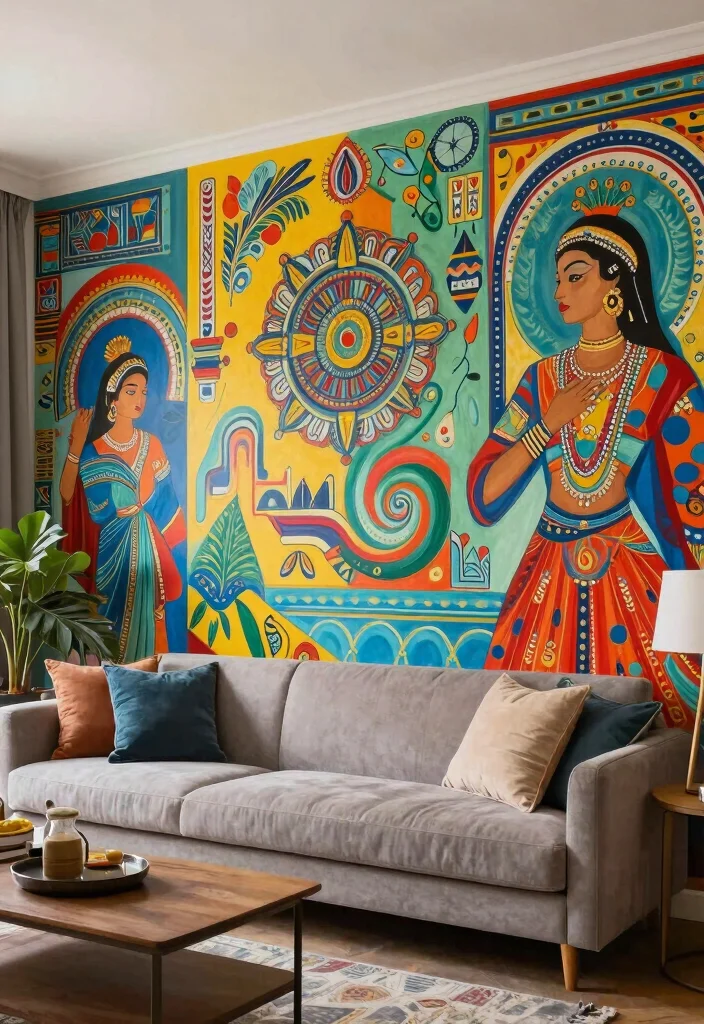14 Living Room Focal Wall Ideas That Draw Attention 12. Muralized Walls 0