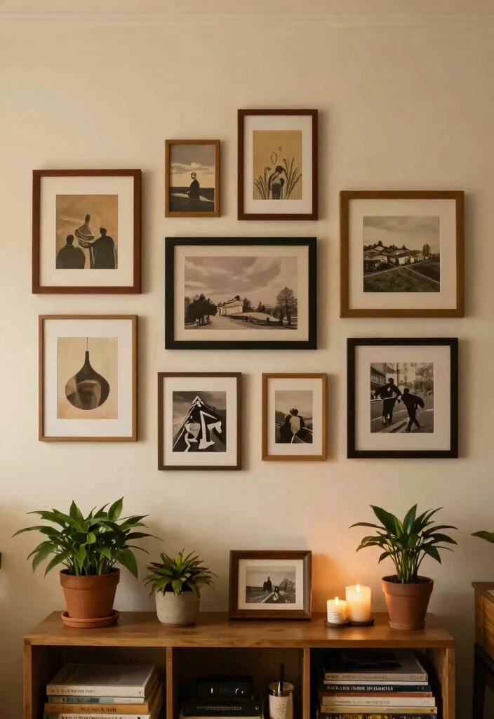 14 Living Room Focal Wall Ideas That Draw Attention 2. Eclectic Gallery Wall 0