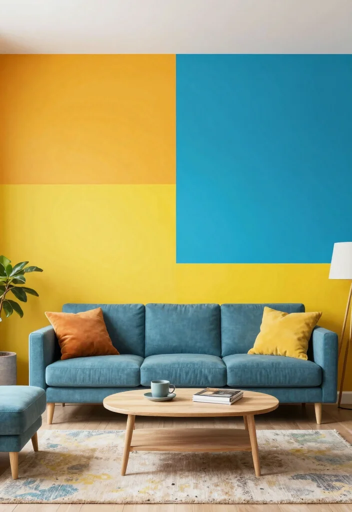 14 Living Room Focal Wall Ideas That Draw Attention 7. Color Blocked Walls 0
