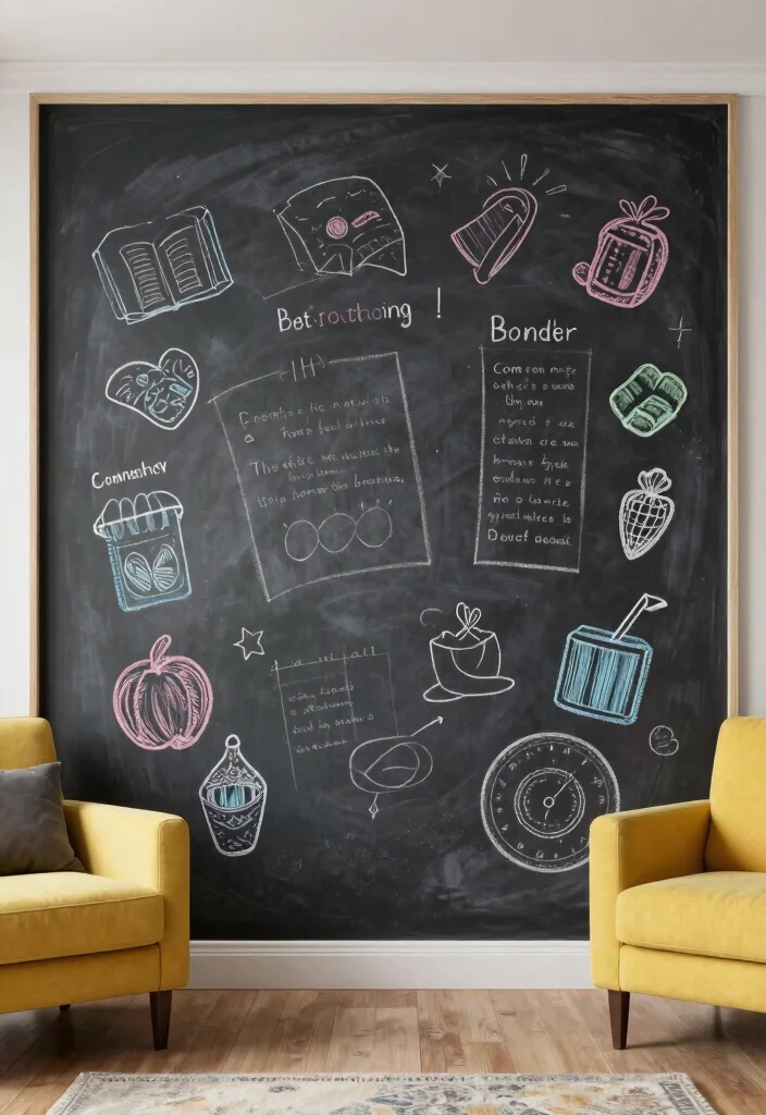 14 Living Room Focal Wall Ideas That Draw Attention 9. Chalkboard Paint Wall 0