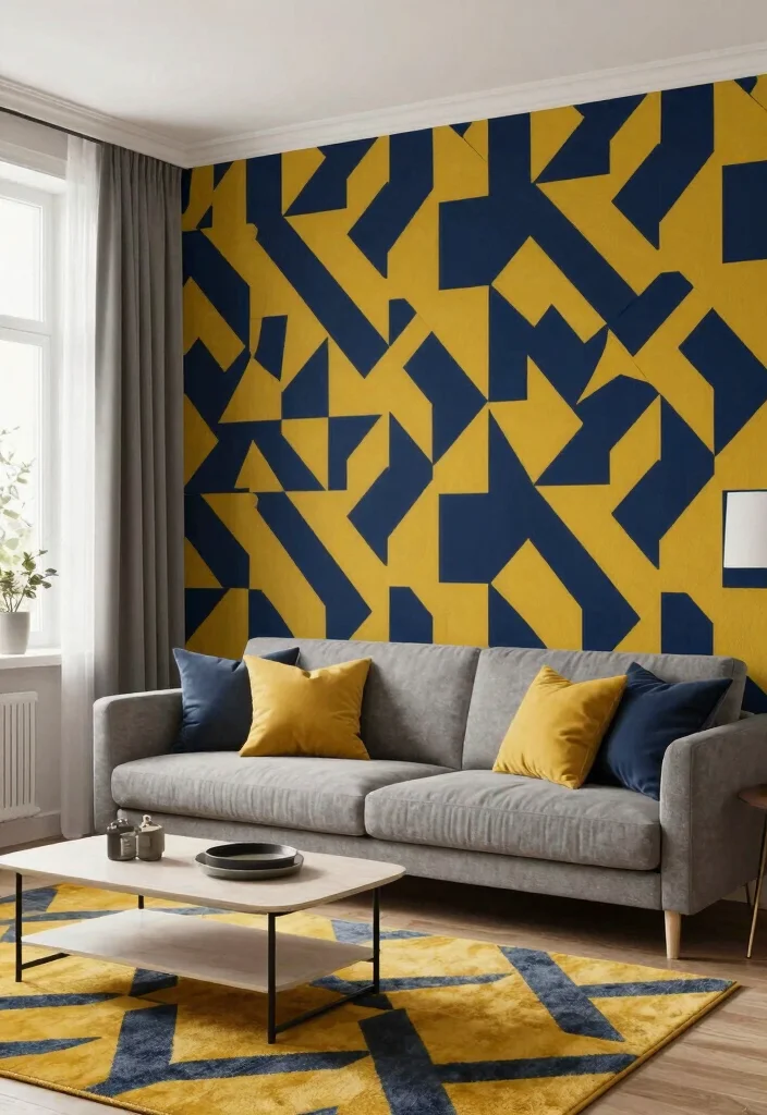 14 Living Room Wallpaper Ideas That Make a Statement 1. Bold Geometric Patterns 0