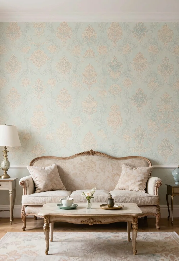 14 Living Room Wallpaper Ideas That Make a Statement 4. Vintage Wallpaper Charm 0
