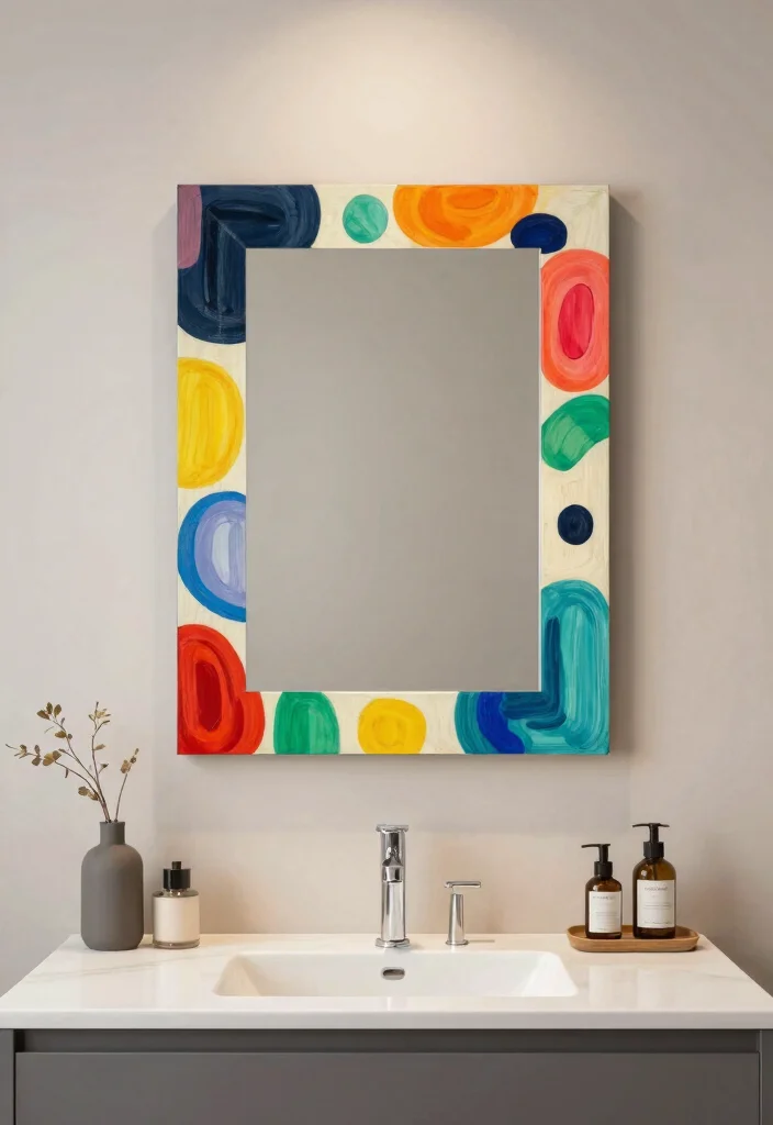 14 Modern Bathroom Mirror Ideas for a Sleek Finish 12. Statement Art Mirrors 0