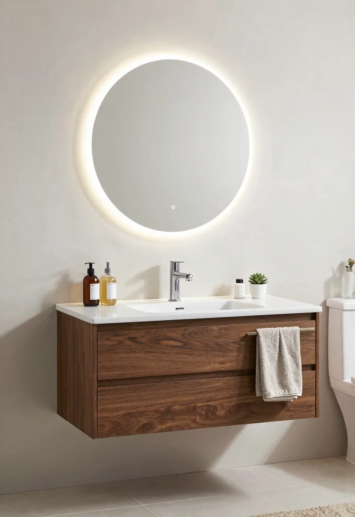 14 Modern Bathroom Mirror Ideas for a Sleek Finish 4. Round Mirrors with Lighted Frames 0