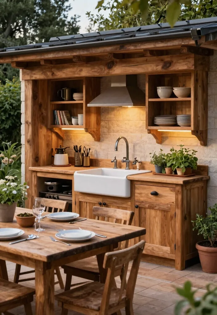 14 Pool and Outdoor Kitchen Ideas for Entertaining 2. Rustic Charm with Wood Accents 0
